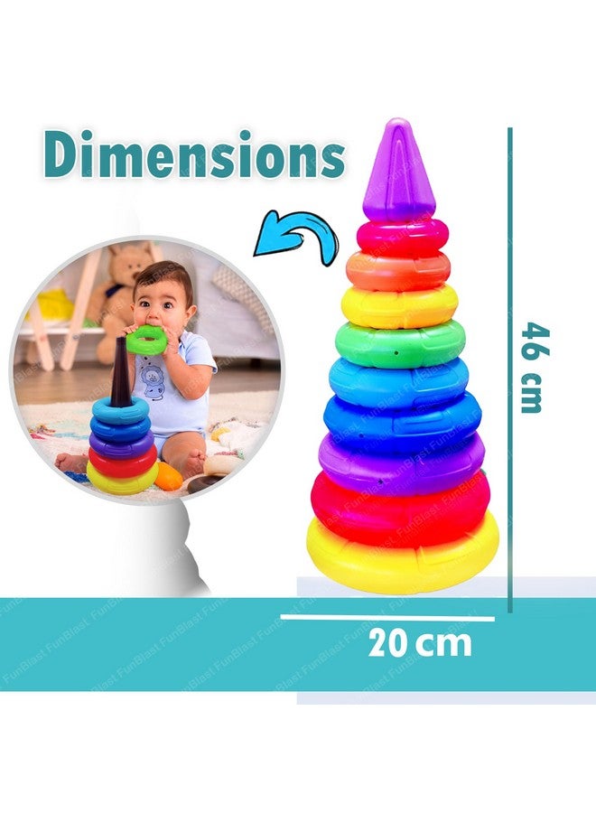 فنبلاست ألعاب حلقات التراص الملونة من FunBlast للأطفال، ألعاب فرز وتكديس وتوصيل أشكال قوس قزح الملونة للأطفال الصغار والرضع، حلقات مكونة من 10 ألوان، ألعاب نشاط للأطفال الصغار والرضع، ألعاب مونتيسوري - Image 2