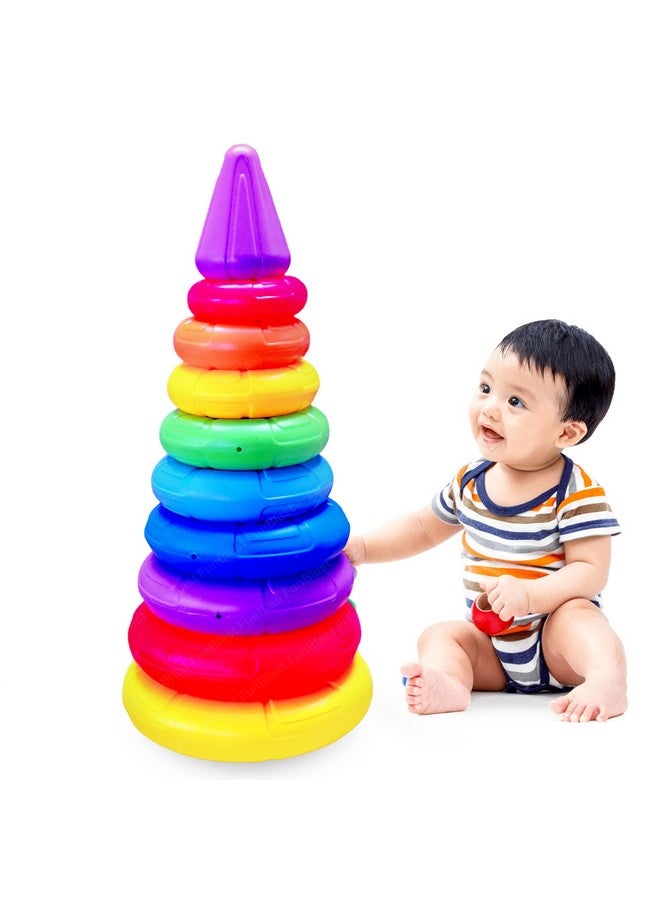 فنبلاست ألعاب حلقات التراص الملونة من FunBlast للأطفال، ألعاب فرز وتكديس وتوصيل أشكال قوس قزح الملونة للأطفال الصغار والرضع، حلقات مكونة من 10 ألوان، ألعاب نشاط للأطفال الصغار والرضع، ألعاب مونتيسوري - Image 1