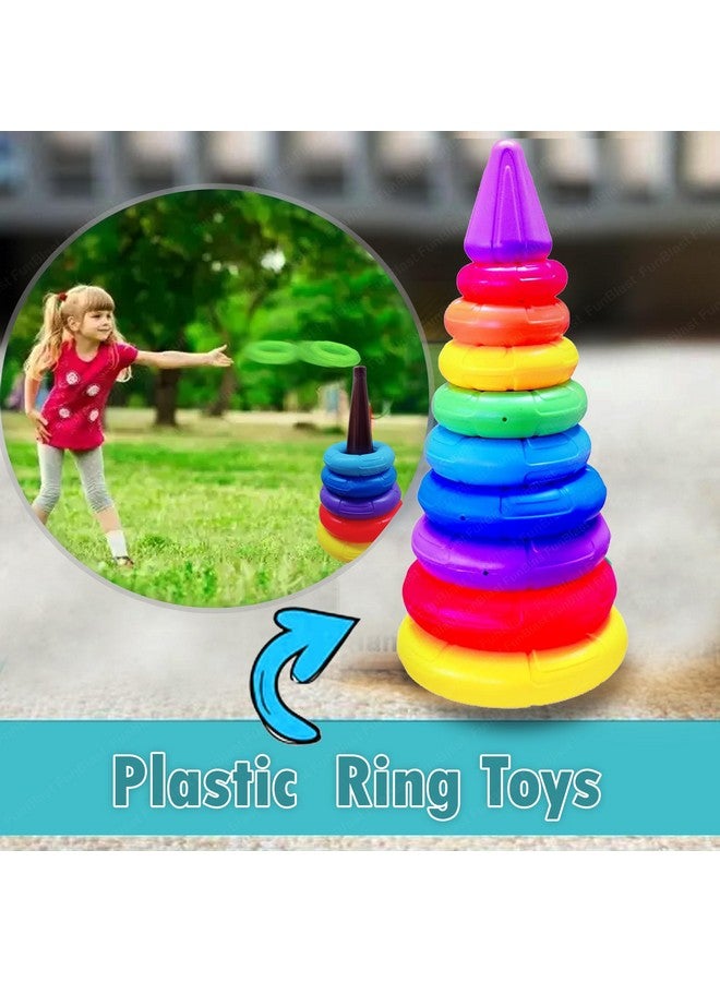 فنبلاست ألعاب حلقات التراص الملونة من FunBlast للأطفال، ألعاب فرز وتكديس وتوصيل أشكال قوس قزح الملونة للأطفال الصغار والرضع، حلقات مكونة من 10 ألوان، ألعاب نشاط للأطفال الصغار والرضع، ألعاب مونتيسوري - Image 4