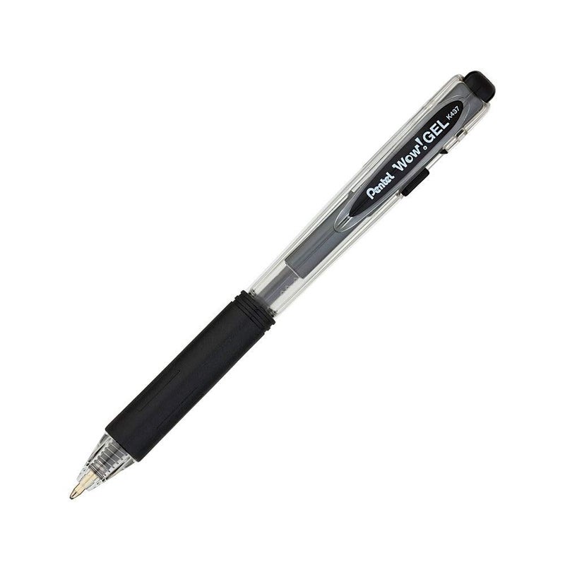 Pentel WOW! Gel Retractable Gel Pen 0.7mm Medium Line Black Ink, Box of 12 (K437-A) - Image 1