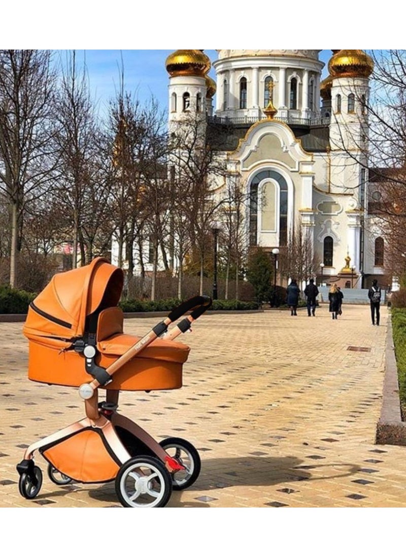 Hot Mom Hot Mom® F22 High Landscape Baby Stroller -Baby Carriage with 3 Way Adjustable Seat Heights and Angles, Four-Wheel Shock Absorption, Reversible, High Landscape and Fashionable [Brown].  - Image 2