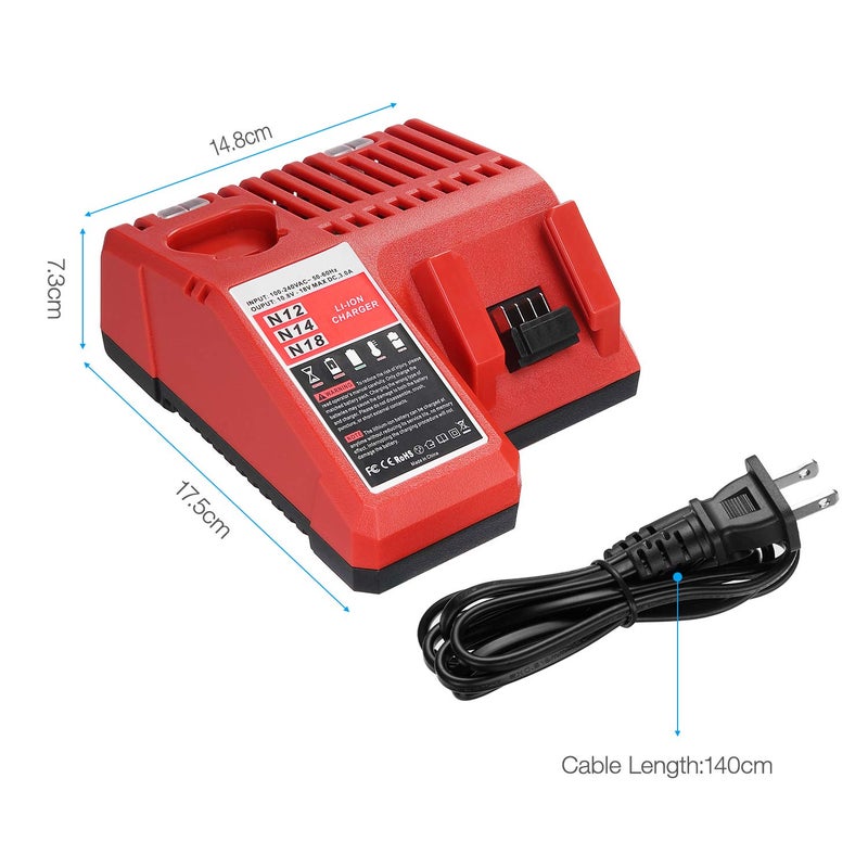 Powerextra 18V Replacement Rapid Charger for Milwaukee M12 & for M18, Compatible with 48-59-1812/48-11-2420/48-11-2440/48-11-1820/48-11-1840/48-11-1850/48-11-1815/48-11-1890 - Image 2