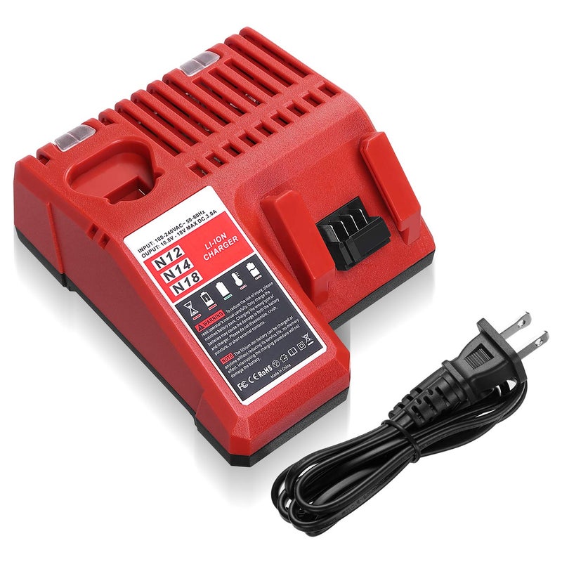 Powerextra 18V Replacement Rapid Charger for Milwaukee M12 & for M18, Compatible with 48-59-1812/48-11-2420/48-11-2440/48-11-1820/48-11-1840/48-11-1850/48-11-1815/48-11-1890 - Image 1