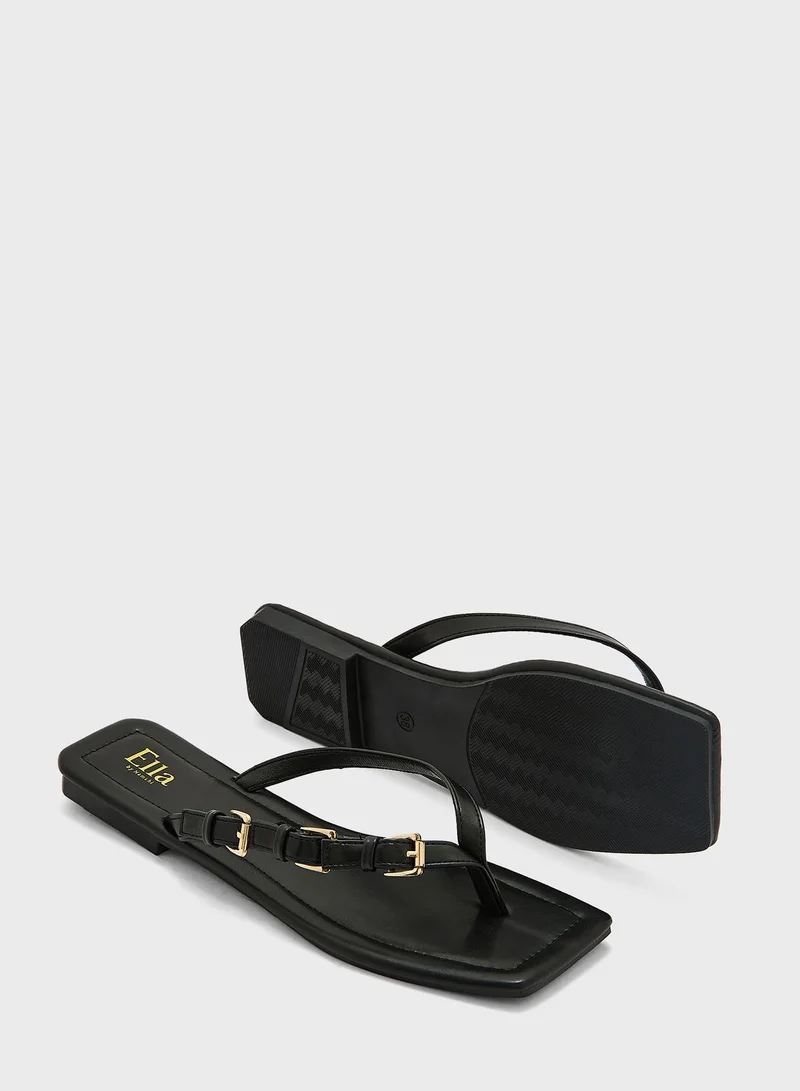 ELLA Square Toe Flat Sandals