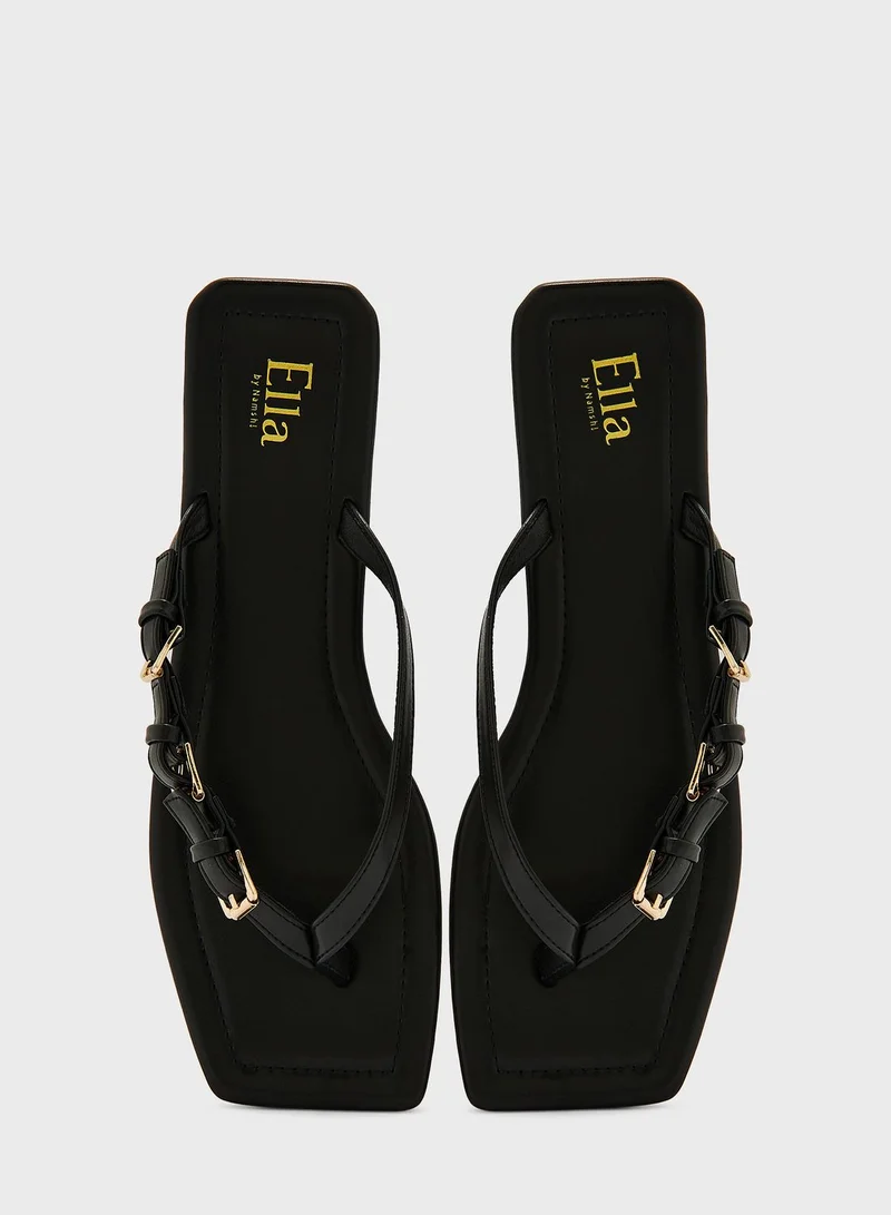 ELLA Square Toe Flat Sandals