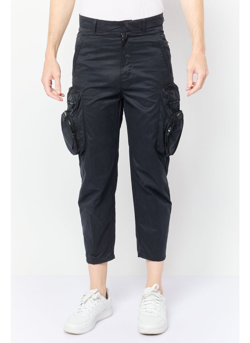 Selected Homme Men Loose Fit Solid Cargo Pants, Navy  - Image 1