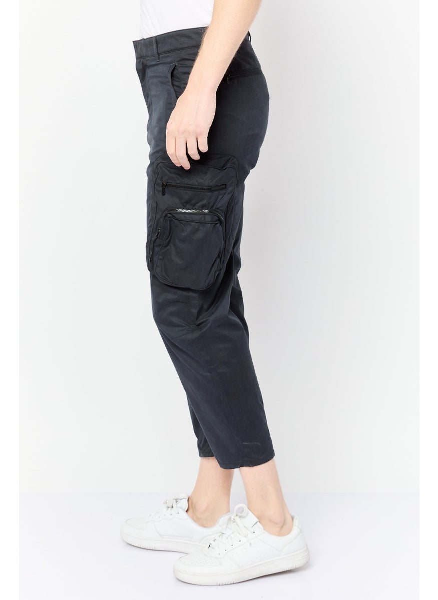 Selected Homme Men Loose Fit Solid Cargo Pants, Navy  - Image 3