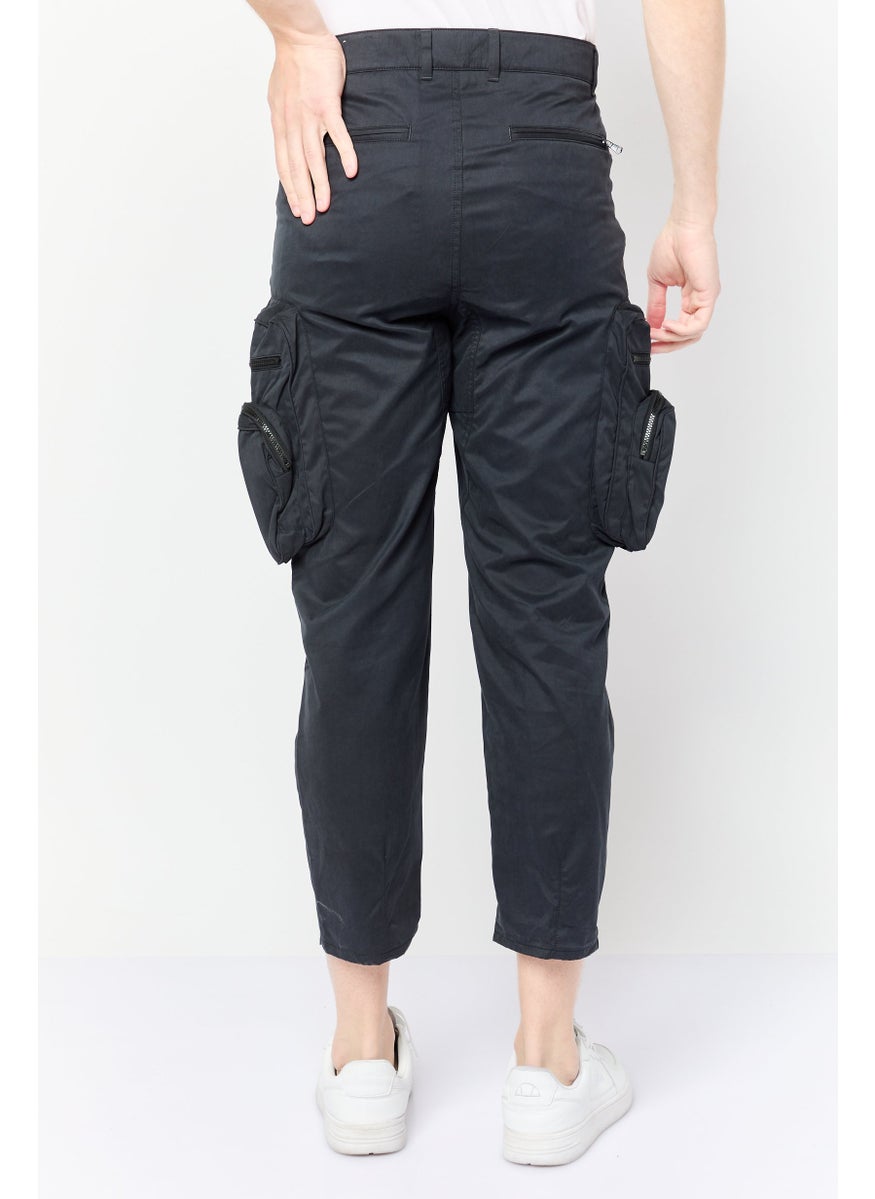 Selected Homme Men Loose Fit Solid Cargo Pants, Navy  - Image 4