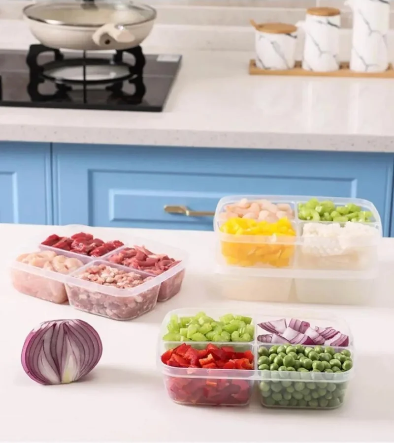 Safestore Large 12 Pieces 4 Compartments Frozen Meal and Vegetable Storage Container - Freezer Minced Meat Box