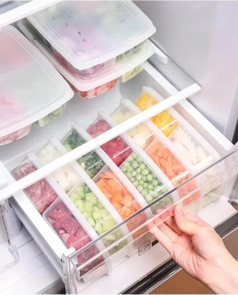 Safestore Large 12 Pieces 4 Compartments Frozen Meal and Vegetable Storage Container - Freezer Minced Meat Box