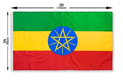 DANF FLAG DANF Ethiopia Flag 3ftx5ft Ethiopic Ethiopian National Flags Polyester with Brass Grommets 3x5 Foot Flag - Image 3