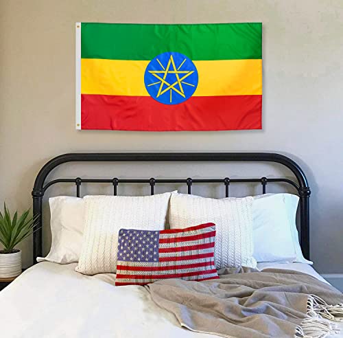 DANF FLAG DANF Ethiopia Flag 3ftx5ft Ethiopic Ethiopian National Flags Polyester with Brass Grommets 3x5 Foot Flag - Image 2