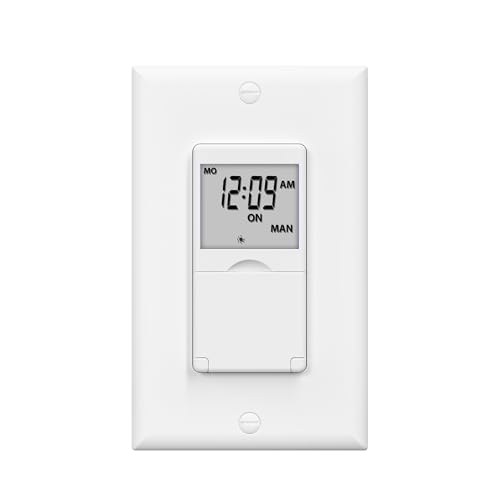 BN-LINK 7 Day Programmable in-Wall Timer Switch for Lights, Digital Light Switch Timer Indoor, Single Pole and 3 Way (Compatible with SPDT) Both Use, Neutral Wire Required, No Backlight, ETL Listed - Image 1
