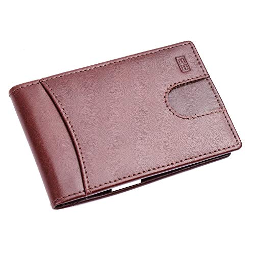 Brooklyn Bridge Genuine Leather Money Clip Wallet for Men VT Brown – Premium Slim RFID Protected Wallet with Cash Clip & Multiple Card Slots, Stylish Front Pocket Design, Gift for Men - Image 1