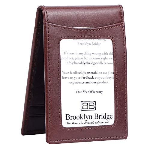 Brooklyn Bridge Genuine Leather Money Clip Wallet for Men VT Brown – Premium Slim RFID Protected Wallet with Cash Clip & Multiple Card Slots, Stylish Front Pocket Design, Gift for Men - Image 5