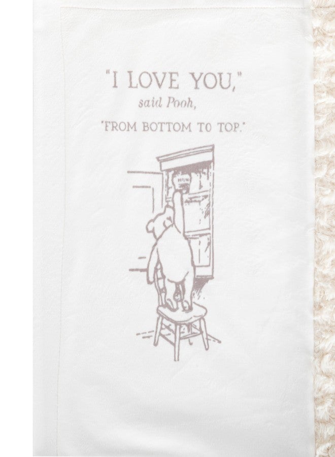 DEMDACO Pooh Classic Yellow Bear, 30 x 40 Inch, Soft Polyester, Plush, Snuggable, Receiving, Nursey, Blanket, Blankie, Tan and White, All The Sweetness - Image 2