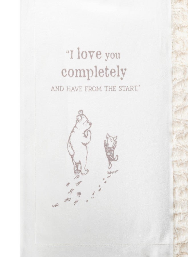 DEMDACO Pooh Classic Yellow Bear, 30 x 40 Inch, Soft Polyester, Plush, Snuggable, Receiving, Nursey, Blanket, Blankie, Tan and White, All The Sweetness - Image 4