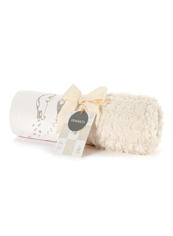 DEMDACO Pooh Classic Yellow Bear, 30 x 40 Inch, Soft Polyester, Plush, Snuggable, Receiving, Nursey, Blanket, Blankie, Tan and White, All The Sweetness - Image 5