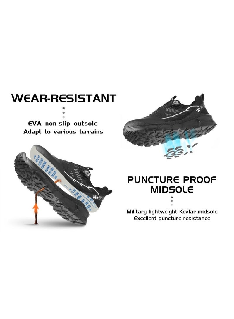 BEXOW Premium Safety Shoes Steel Toe Lightweight Slip Resistant Breathable Work Sneakers with Kevlar Midsole Anti-Smashing Puncture Proof Comfortable Industrial Footwear for Men and Women - Image 5