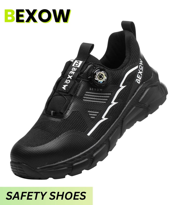 BEXOW Premium Safety Shoes Steel Toe Lightweight Slip Resistant Breathable Work Sneakers with Kevlar Midsole Anti-Smashing Puncture Proof Comfortable Industrial Footwear for Men and Women - Image 1