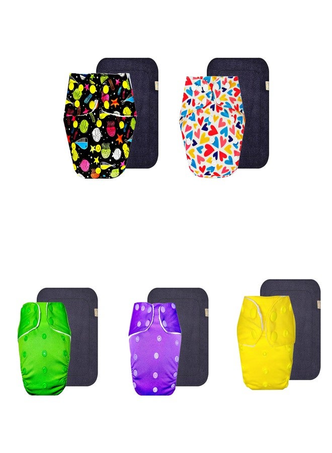 حفاضات قماشية فاخرة من دمبلدو مع حشوة رمادية (عبوة من 5) | شعور بالجفاف والراحة | تهوية جيدة | مناسبة للسفر | تغيير حفاضات بدون قلق | من 3 أشهر إلى 3 سنوات | للجنسين - Image 1