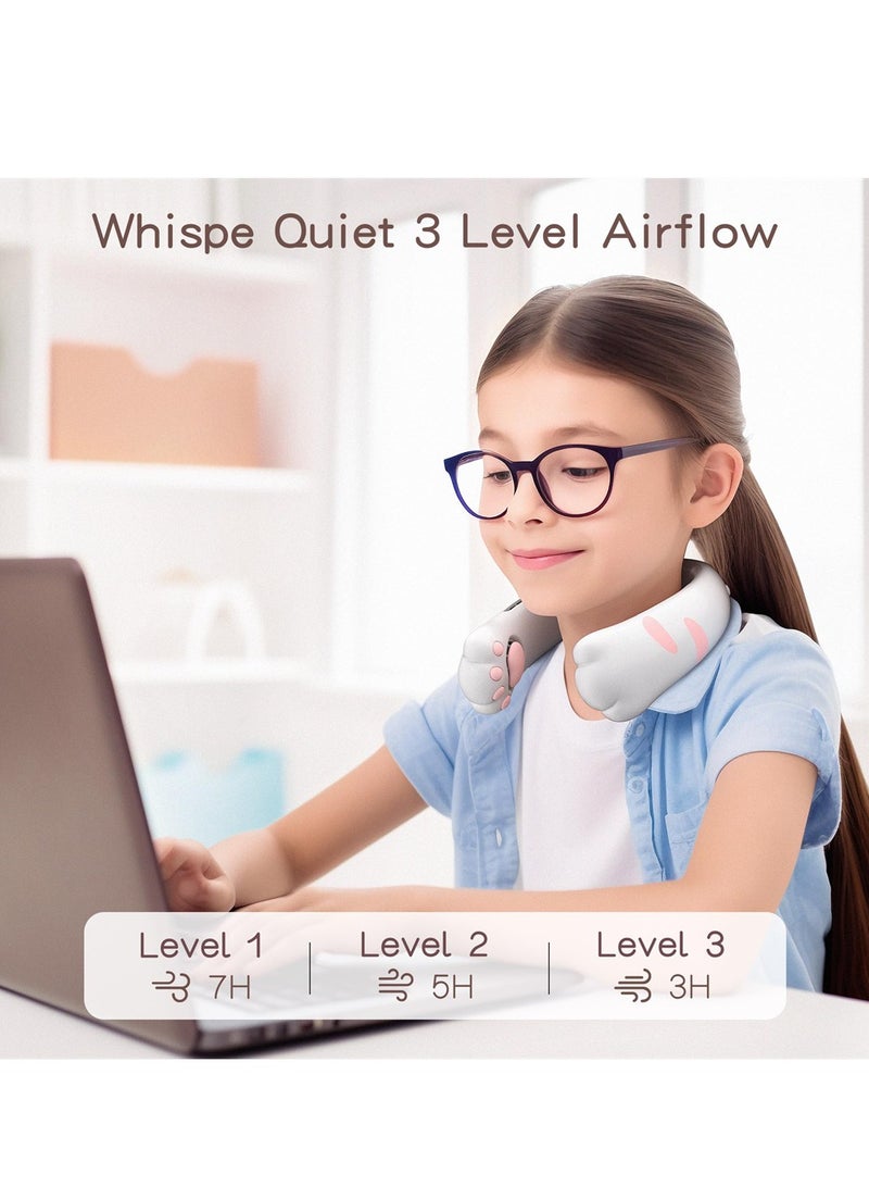 SYOSI Portable Neck Fan, Hands Free Bladeless Fan, Adorable Wearable Fans 2400mAh Battery USB-C Rechargeable, Ultra Quiet Personal Cooling Fan, 3 Speeds Change Fan for Office, Travel, Outdoor - Image 4