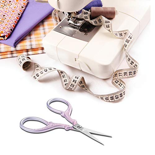 Hisuper Embroidery Scissors - Stainless Steel Sharp 3.6 inch Scissors with Leather Cover for Sewing, Crafting, Art Work, Threading, Needlework - DIY Tools, Dressmaker Small Shears Pink Purple - Image 5