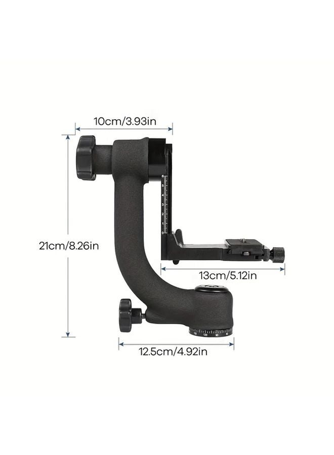 Black 360 Panoramic Gimbal Tripod Head Aluminum Alloy Stabilizer With Quick Release Plate - Image 3