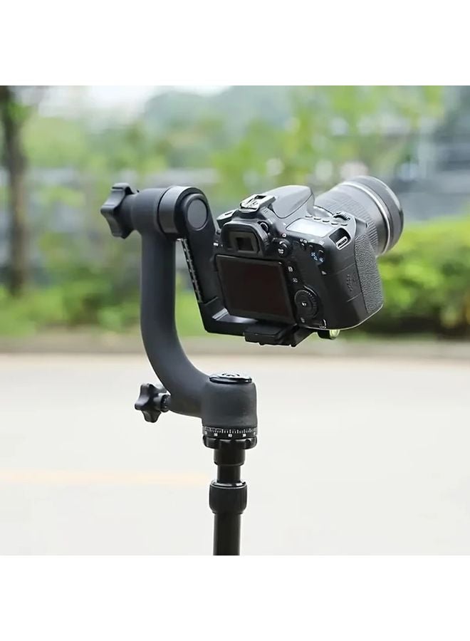 Black 360 Panoramic Gimbal Tripod Head Aluminum Alloy Stabilizer With Quick Release Plate - Image 4
