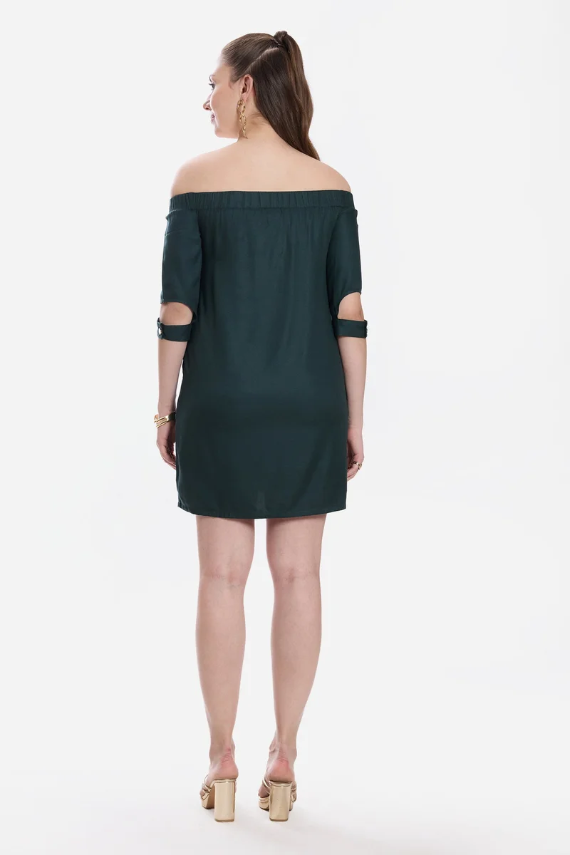 Virgio  Solid Viscose Off-Shoulder Mini Dress for Women for Women | Best Price UAE