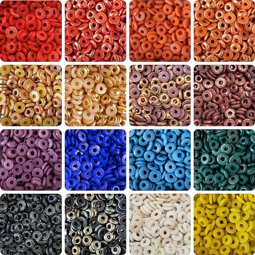 INDIKONB 1200 Ceramic Flat Disc Stone Beads - 16 Colors, Decorative Stones And Items Ideal For Crafts And Diy,Multi - Image 1