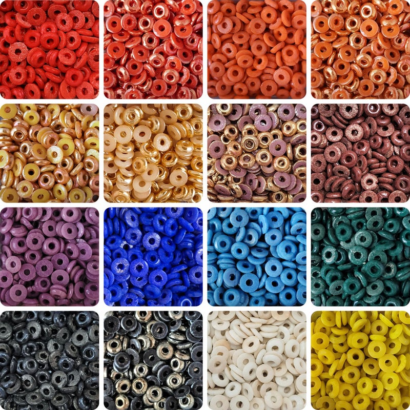 INDIKONB 1200 Ceramic Flat Disc Stone Beads - 16 Colors, Decorative Stones And Items Ideal For Crafts And Diy,Multi - Image 4