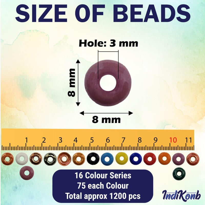 INDIKONB 1200 Ceramic Flat Disc Stone Beads - 16 Colors, Decorative Stones And Items Ideal For Crafts And Diy,Multi - Image 2