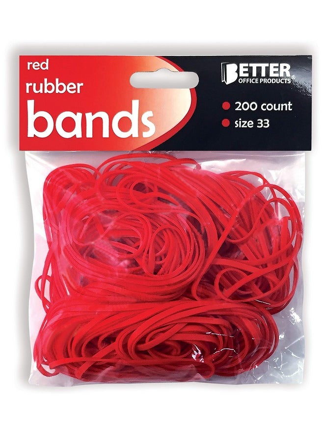 Better Office Products - 200 Bright Red Rubber Bands, Size 33, 200/Bag - Image 1