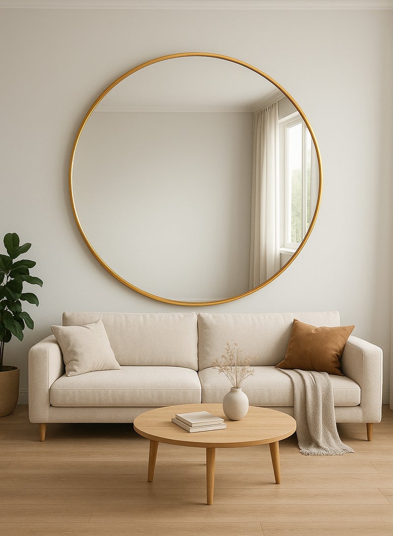 تايمي مرآة ميكب دائرية 120سم باطار ذهبي , مرآة مكياج مناسبة للتسريحة وغرف اللبس  و غرفه النوم - Image 2