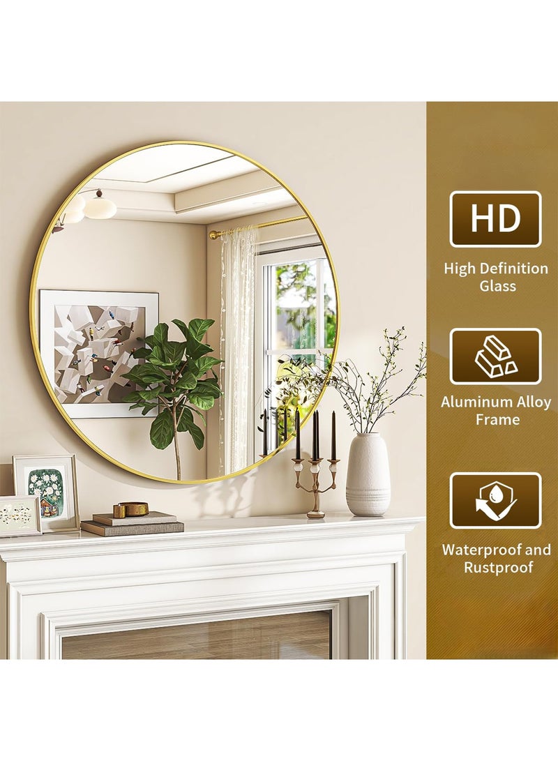 تايمي مرآة ميكب دائرية 120سم باطار ذهبي , مرآة مكياج مناسبة للتسريحة وغرف اللبس  و غرفه النوم - Image 4