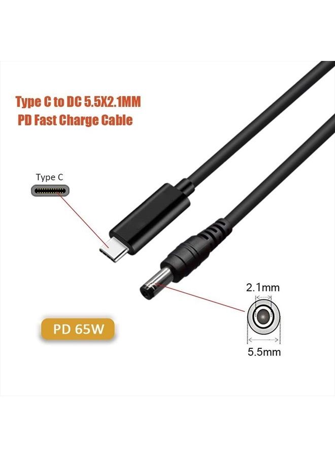 vienon 5ft PD USB Type C Male Input to DC 5.5 x 2.1mm Male Power Charging Cable up to 100W(65W-100W)(5521-100W) - Image 2