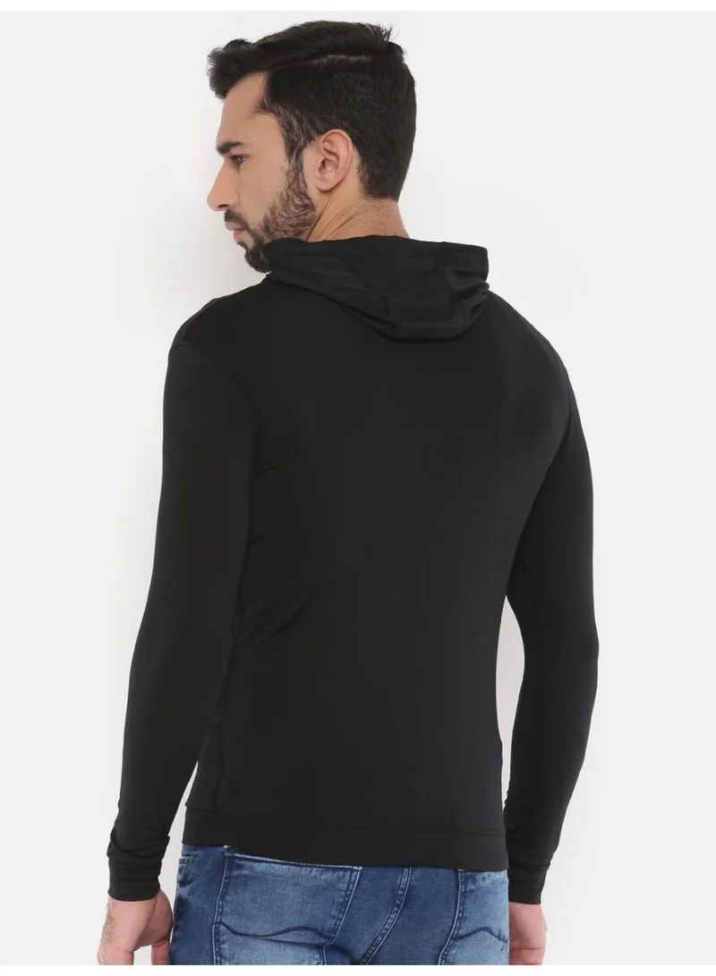 ذا انديان كراج كو Men Black Casual Slim Fit Solid Long Sleeves Bomber Jacket
