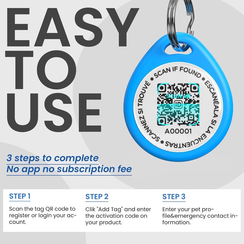 ILFINDYOU Dog Tags Personalized, QR Code Pet ID Tags for Dog Collar, Online Profile, Scan Location Alerts, Blue - Image 5