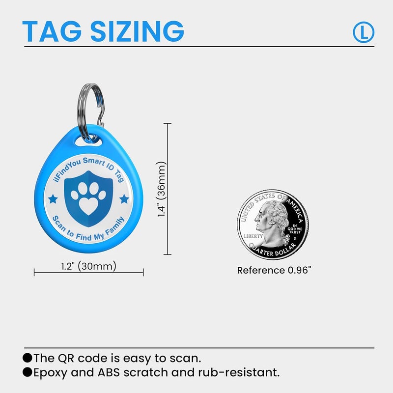 ILFINDYOU Dog Tags Personalized, QR Code Pet ID Tags for Dog Collar, Online Profile, Scan Location Alerts, Blue - Image 3