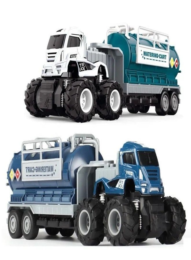 SHIPEASE Unbreakable Friction Powered Watering Cart Miniature Trailer Metal Die-Cast Oil &Water Tanker Transport Truck Toys for Kids Boys Girls Pull Back Vehicle (Multicolor, Pack of 1) - Image 1