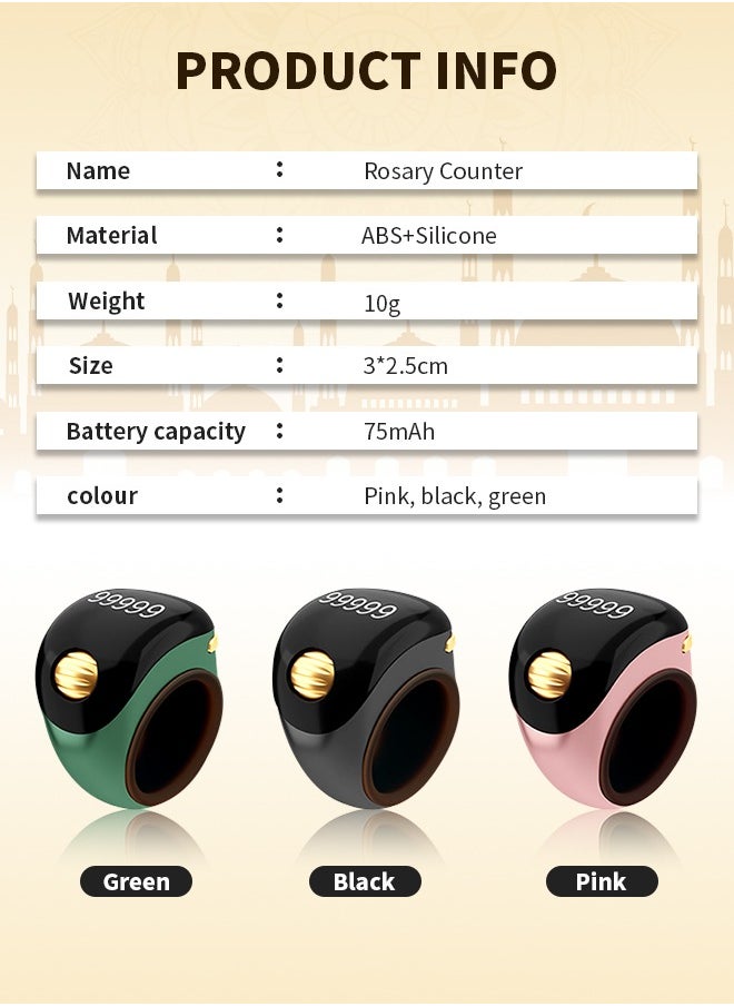 Generic - 99999 Count Tasbeeh Ring, Roller Smart Counter with Vibration Reminder and Automatic Counting, Adjustable Ring, Perfect for Men and Women - Image 1