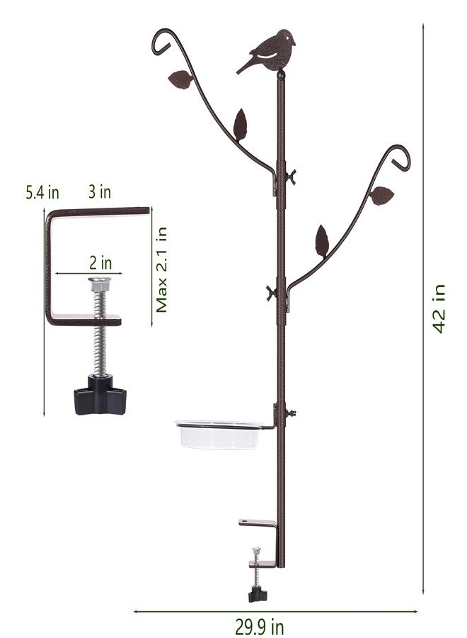 YINGYM Deck Bird Feeder Pole Porch Multi-Hooks Hanging Kit for Outside with Two Adjustable Branches, Water Bowl, Bird Feeder Planter Hanger - Image 2