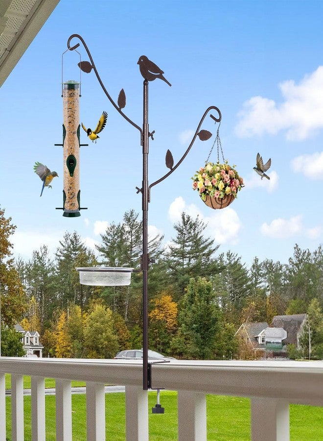 YINGYM Deck Bird Feeder Pole Porch Multi-Hooks Hanging Kit for Outside with Two Adjustable Branches, Water Bowl, Bird Feeder Planter Hanger - Image 5