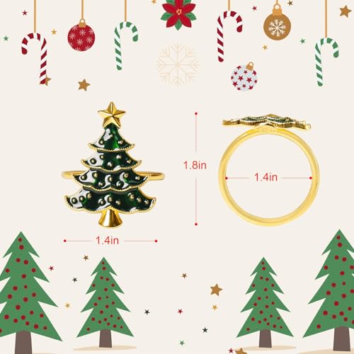FEKIDO Christmas Napkin Rings Set of 8, Green Christmas Tree Metal Napkin Rings Holder Suitable for Christmas Thanksgiving Festival Holiday Table Dinner Decorations - Image 5