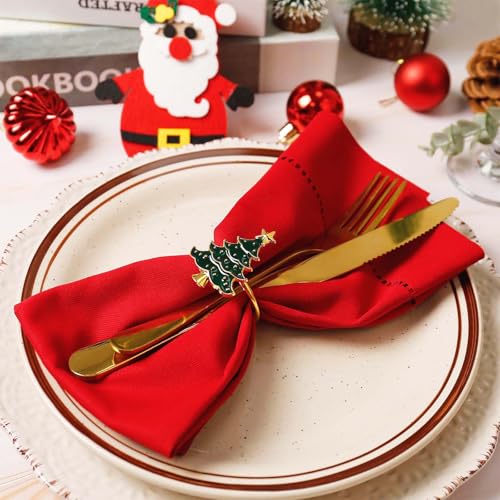 FEKIDO Christmas Napkin Rings Set of 8, Green Christmas Tree Metal Napkin Rings Holder Suitable for Christmas Thanksgiving Festival Holiday Table Dinner Decorations - Image 4