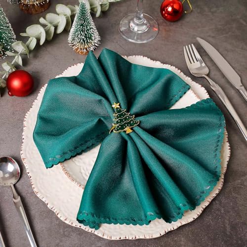 FEKIDO Christmas Napkin Rings Set of 8, Green Christmas Tree Metal Napkin Rings Holder Suitable for Christmas Thanksgiving Festival Holiday Table Dinner Decorations - Image 2