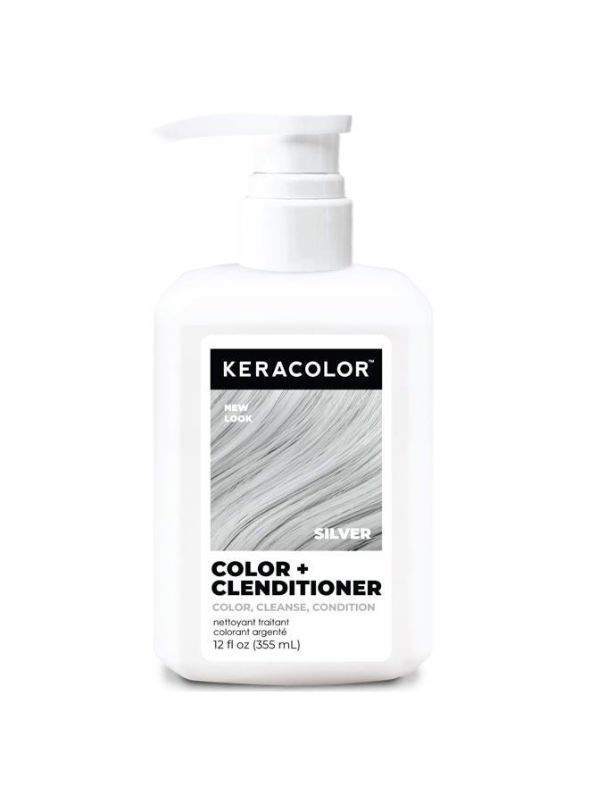 KERACOLOR كيراكولور كليندينر ملون بلسم ملون، فضي، 12 أونصة سائلة - Image 1