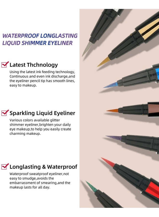 LYSdefeu Bronze Glitter Eyeliner Liquid Liner1Pcs Brown Metallic Shimmer Sparkling Colored Eye Liner Eyeshadow Makeup Pen Long Lasting High Pigmented Waterproof Smudgeproof Eyeliner Pencil Gift For Women - Image 3