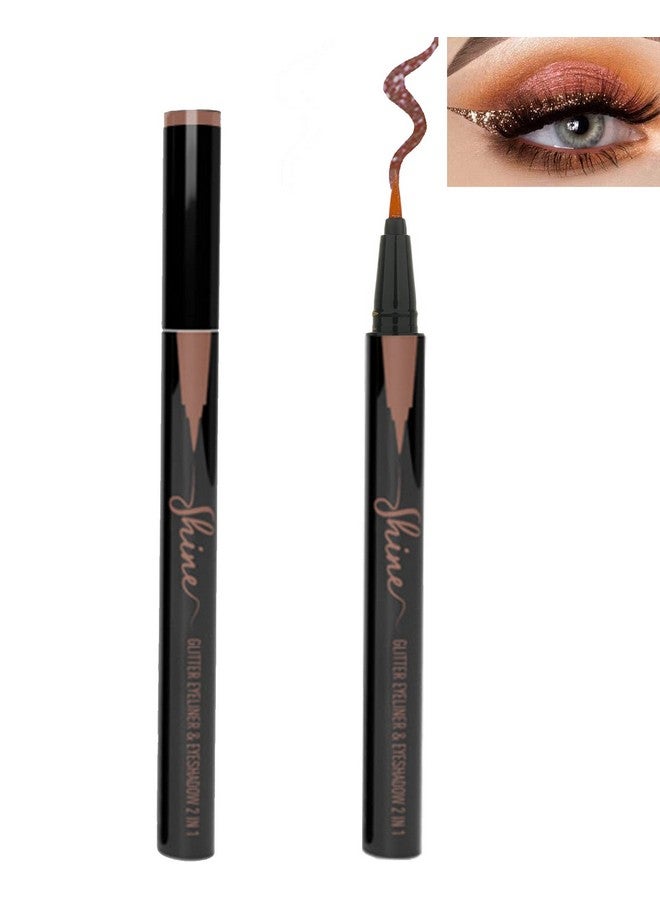 LYSdefeu Bronze Glitter Eyeliner Liquid Liner1Pcs Brown Metallic Shimmer Sparkling Colored Eye Liner Eyeshadow Makeup Pen Long Lasting High Pigmented Waterproof Smudgeproof Eyeliner Pencil Gift For Women - Image 1